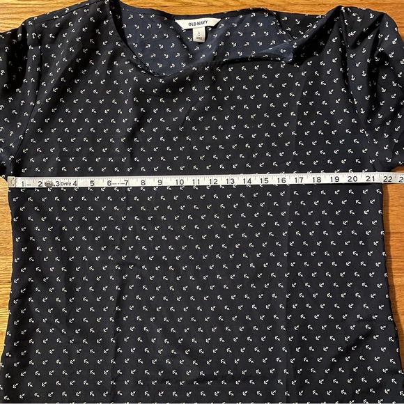 Old Navy Women’s Blue Nautical Semi Sheer Roll Tab Sleeve Blouse Top Shirt Large - Picture 11 of 12